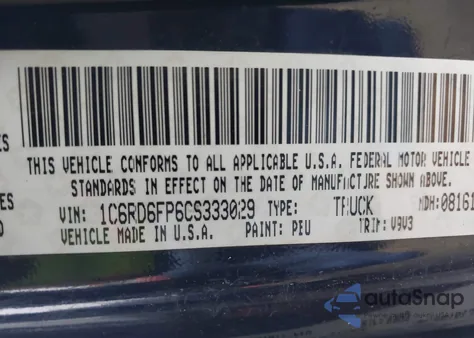 2012 Ram 1500 St z USA, uszkodzony, nr VIN 1C6RD6FP6CS333029